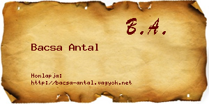 Bacsa Antal névjegykártya